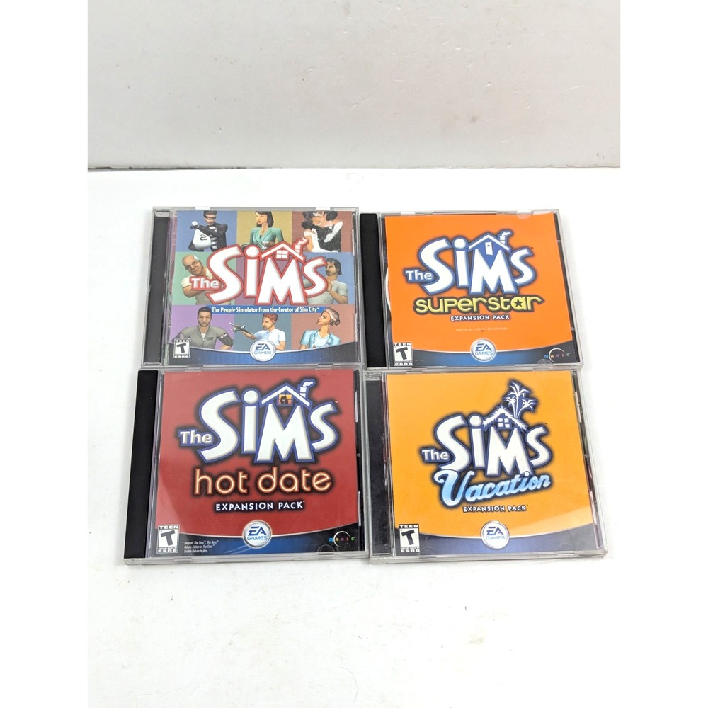 The Sims PC – Base Game + Hot Date, Vacation, Superstar Expansions (EA 2000s